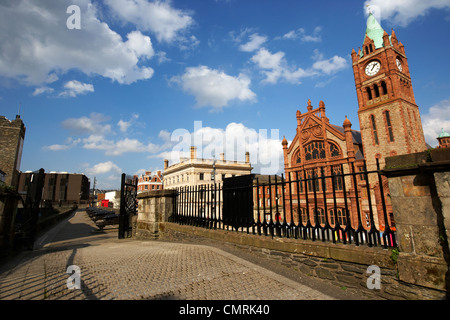 Shipquay Gatter in Derrys Wände und die Guildhall Derry City County Londonderry Nordirland Großbritannien. Stockfoto