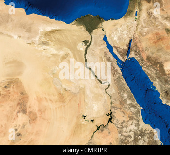 Echtfarbe Terra/MODIS Satellitenbild von Ägypten in Lambert azimutalen flächentreue Projektion dargestellt. Stockfoto