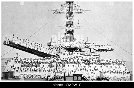 1918 US Navy Marine Matrosen USS Texas New-York-Klasse Dreadnought Battleship BB-35 crew Stockfoto