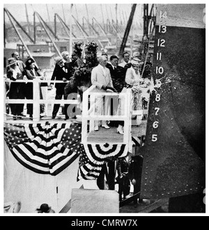 1918 Frau Woodrow Wilson Launched Schiff "Quistconck" Hog Island Philadelphia, Pennsylvania, Stockfoto