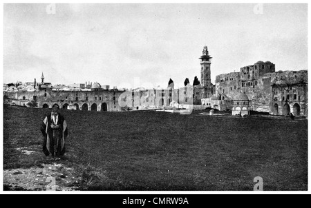 1918 Tempel von Jerusalem Gehäuse Harem Esh Sherif König Solomon Ställe Marwani Gebetssaal Stockfoto