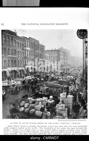 Wasser-Südstraße 1919 am frühen Morgen Chicago Stockfoto