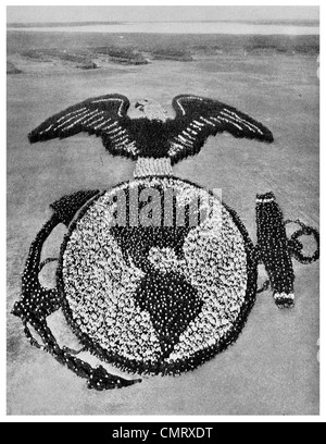 1919 Vereinigte Staaten Marinekorps menschlichen Symbol einheitliche Kaserne in Paris Island in South Carolina Stockfoto