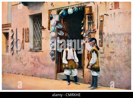 1923-Dorf-Baumarkt in Sardinien Stockfoto