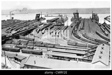 1923-Rangierbahnhof in Cleveland Ohio Eisenbahn Zug Stockfoto