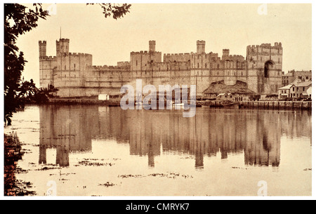 1923 Carnarvon Castle mittelalterliche Festung Großbritannien Nord-Wales Stockfoto