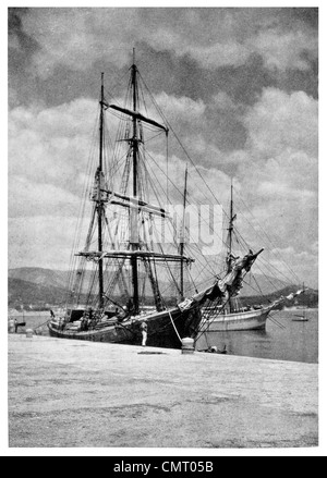 1923-Schoner im Hafen von Ajaccio dock Corsica Stockfoto