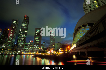 Wolkenkratzer am Boat Quay Singapur Südost-Asien Stockfoto