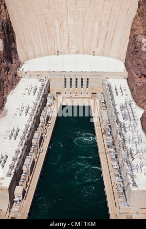 Hoover-Staudamm und Lake Mead Black Canyon Colorado River Blick von oben der Stausee und Wasserkraftwerk Stockfoto