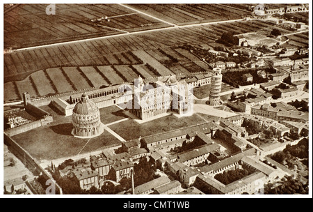 1924 schiefen Turm von Pisa Luftbild Italien Stockfoto