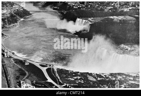 1924-Niagarafälle-Luftbild Stockfoto