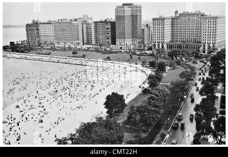 1924 Chicago Beach Lake Shore Drive Illinois, USA Stockfoto