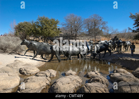 Texas - Cattle Drive Skulptur in Pioneer Plaza, Dallas Stockfoto