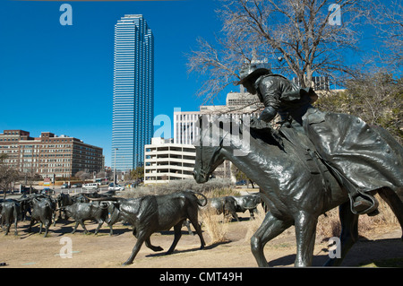 Pioneer Plaza, Dallas, Texas, USA - Cattle Drive Skulptur Stockfoto