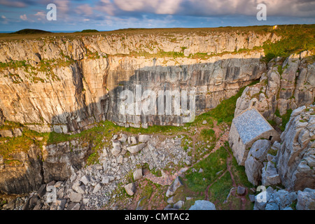 Das äußere des St Govan Kapelle, ein 13. Jahrhundert geplante Ancient Monument in Pembrokeshire Coast National Park Stockfoto