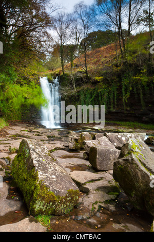 Wasserfälle am Fluss Caerfanell, Brecon Beacons National Park, South Wales, UK, Europa Stockfoto