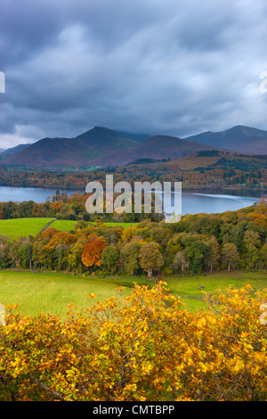 Blick vom Castlehead Holz Aussichtspunkt in der Nähe von Castlerigg Dorf über Derwent Water (Derwentwater) in Richtung Derwent Fells, Stockfoto