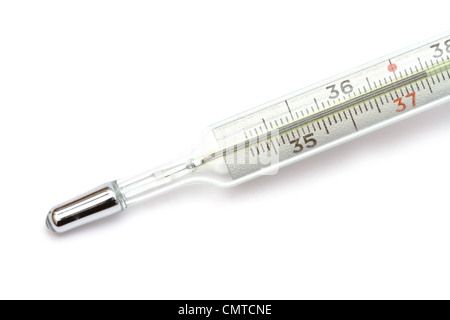Medizinische Thermometer auf dem weißen Hintergrund isoliert Stockfoto