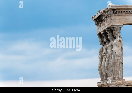 Die Karyatide Veranda des Erechtheion-Tempels, die Nordseite der Akropolis, Athen, 421-407 v. Chr., Griechenland Stockfoto