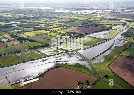 Luftaufnahme des überfluteten Flächen in Yorkshire Stockfoto