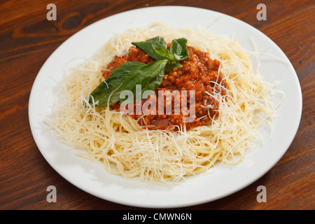 Pasta mit Fleischsauce Stockfoto