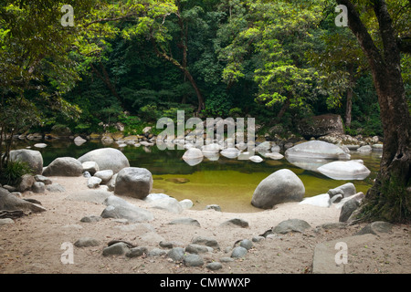 Mossman Schlucht - eine beliebte Süßwasser Schwimmbereich im Daintree Nationalpark. Mossman, Queensland, Australien Stockfoto