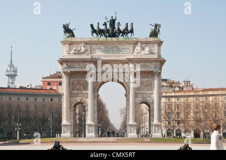 Arco Della Pace am Piazza Sempione in Mailand Stockfoto