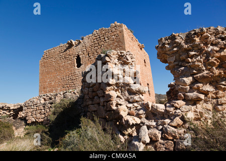 Torre de Las Alumbres, gebaut im Jahre 1510.  Cabo de Gata-Nijar Natural Park, Provinz Almeria, Spanien. Stockfoto