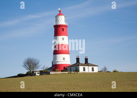 Rot-weiß gestreifte Leuchtturm Happisburgh, Norfolk, England Stockfoto