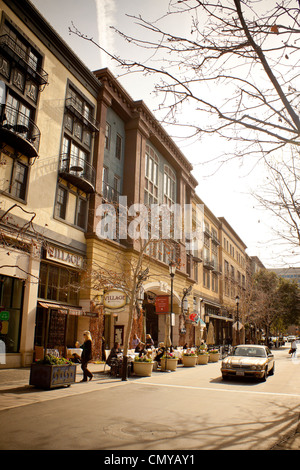 Gehobenen Nachbarschaft Santana Row in San Jose, Kalifornien. Stockfoto