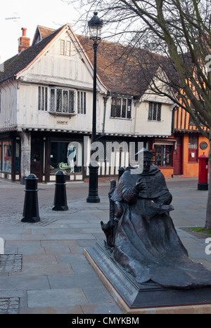 Kardinal Thomas Wolsey Statue an Silent Street, Ipswich, Suffolk, England. Stockfoto