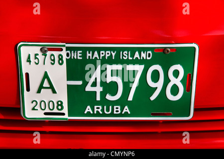 Antillen, Aruba, Nummernschild, eine glückliche Insel Stockfoto