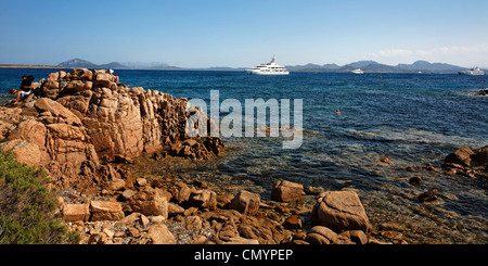 Italien Sardinien Capo Testa bizarre Felslandschaft Italien Sardinien Costa Smeralda Cala Liscia Ruia Panorama Stockfoto