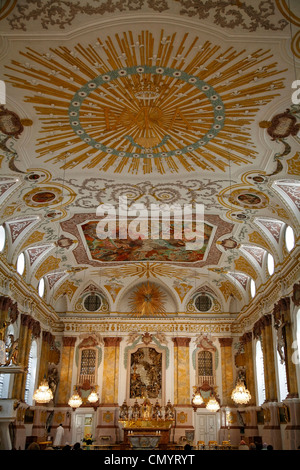 Buergersaalkirche, Barock, reiche Verzierungen an der Decke, München, Bayern, Deutschland Stockfoto