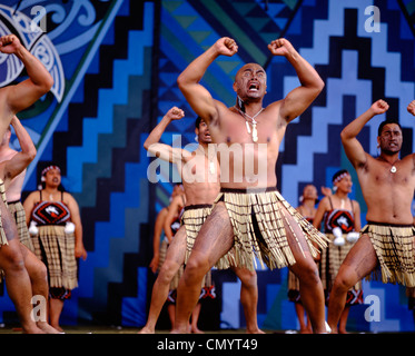 Rotorua Maori Arts Festival, Maori Hakka Tanz Stockfoto