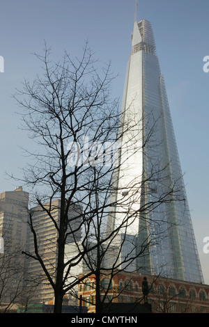 Eine Nahaufnahme von The Shard of Glass im Bau, London, UK. Stockfoto