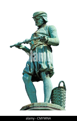 Brüssel, Belgien. Place du Petit Sablon. Eine der 48 Statuen alte Berufe. Woodturner Stockfoto