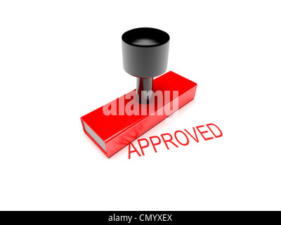 3D Stempel mit Text APPROVED aus meiner Briefmarkensammlung Stockfoto