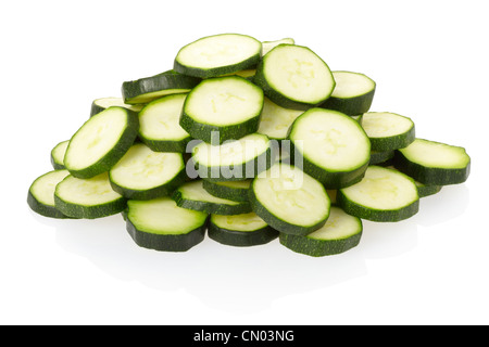 In Scheiben geschnittenen Zucchini Haufen Stockfoto