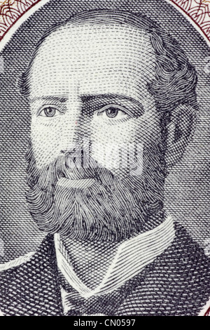 Arturo Prat (1848-1879) auf 1 Escudo 1962 Banknote aus Chile. Chilenische Marine Offizier. Stockfoto