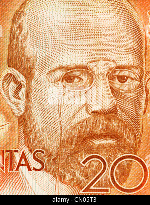 Leopoldo Alas aka Clarin (1852-1901) auf 200 Peseten 1980 Banknote aus Spanien. Asturische Realist Schriftsteller in Zamora geboren. Stockfoto