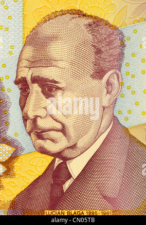 Lucian Blaga (1895-1961) auf 5000 Lei 1998 Banknote aus Rumänien. Rumänischer Philosoph und Dichter. Stockfoto