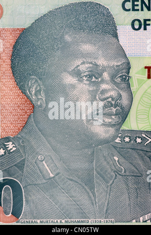 Murtala Mohammed (1938 – 1976) auf 20 Naira 2009 Banknote aus Nigeria. Militärherrscher Nigerias während 1975-1976. Stockfoto