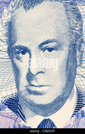 Skender Kulenovic (1910-1978) auf 50 Pfeniga 1998-Banknote aus Bosnien-Herzegowina. Bosnische Dichter, Romanschriftsteller und Dramatiker. Stockfoto