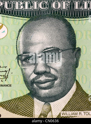 William Tolbert Jr. (1913-1980) auf 100 Dollar 2009 Banknote aus Liberia. 20. Präsident von Liberia während 1971-1980. Stockfoto