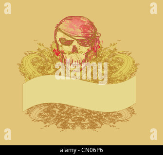 Schädel und Grunge-Vektor-Hintergrund Stockfoto