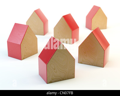 3D Holzhaus geformte Blöcke Stockfoto