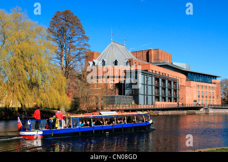 England Warwickshire Avon, Theater, Fluss & narrowboat Stockfoto