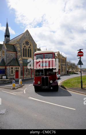Klassische Devon allgemeine Doppeldeckerbus Reise durch Teignmouth in Devon Stockfoto