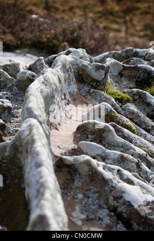 Sandstein-Erosion auf Boulder Gipfeln in Northumberland, Nordengland, UK GB. Europa. Stockfoto